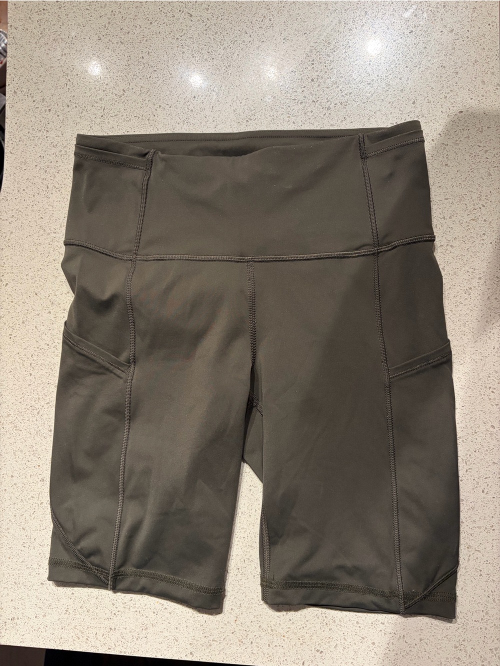 lululemon athletica Olive Green High-Rise Bike Shorts with Side Pockets